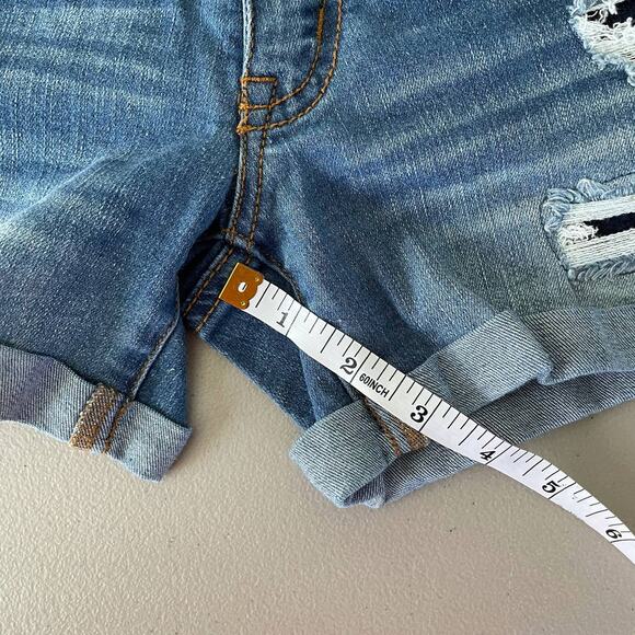 Aero Jean Short Light Blue Wash Distressed Torn Holes Denim Inseam 3 Cuffed Sz 2 - Picture 4 of 7